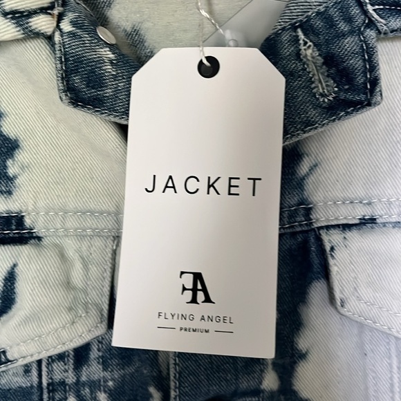 🆕 Flying Angel Denim Jacket Tie-Dye Size Medium Blue/White - Picture 6 of 11